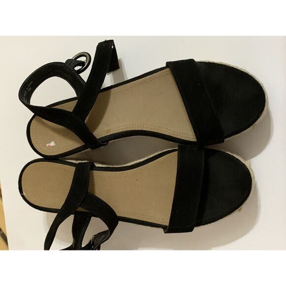 Loft outlet Suede Jute Edge Platform Wedge Heel Sandals Black Size 10 ladies - Picture 1 of 5